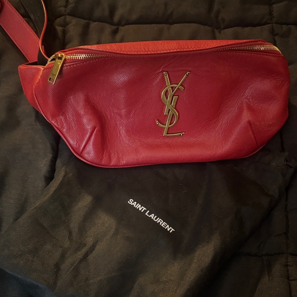 Saint Laurent Crimson Leather Waist Bag